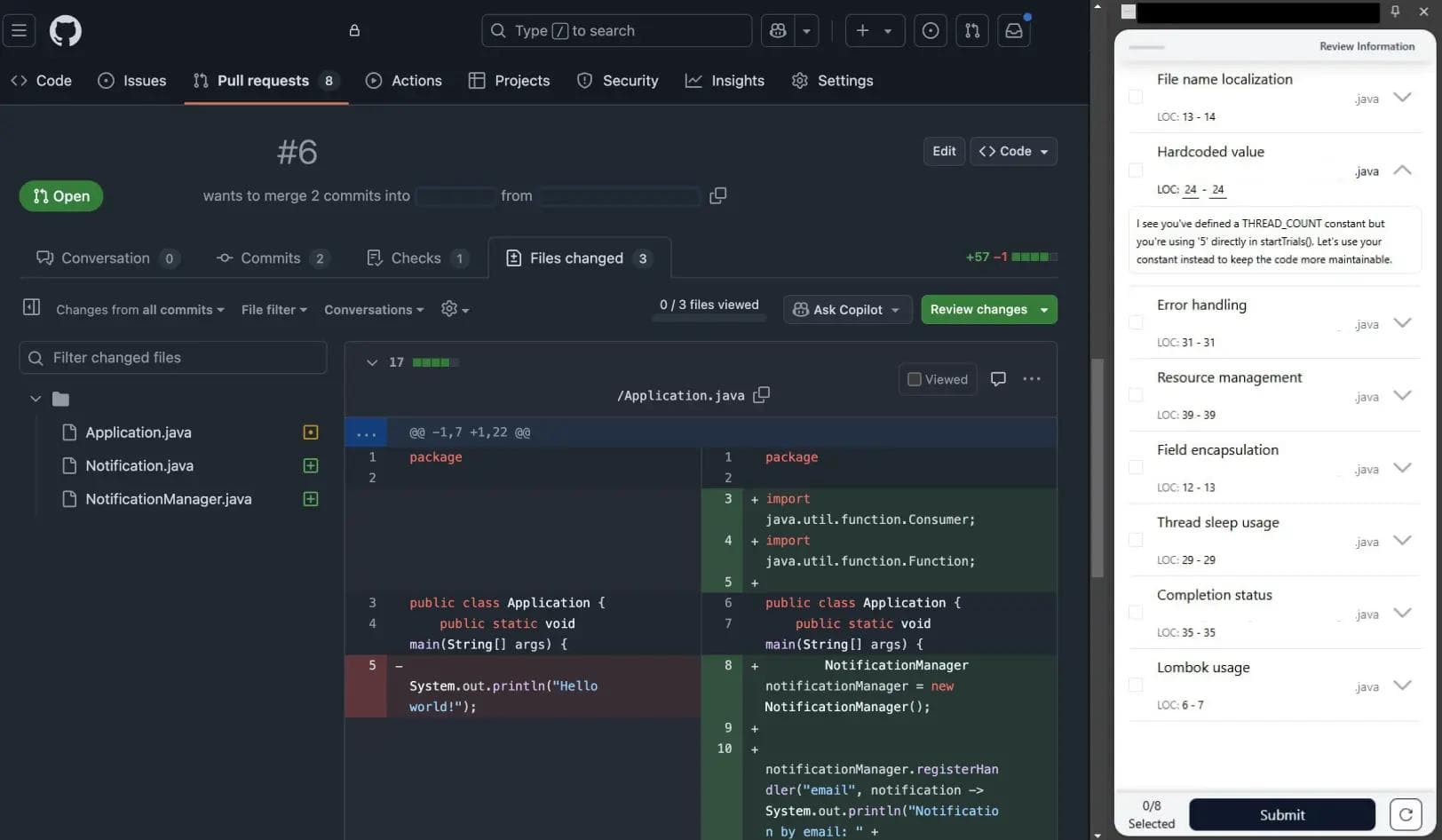 Smart Code Review Widget